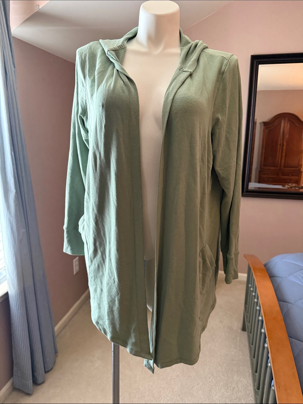 Light Green Open-Front Women's Cuddl Duds Hoodie